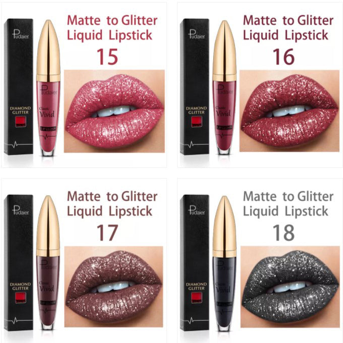 💥 Kup 1, a drugi dostaniesz gratis 💋 Błyszczyk do ust Diamond Lip Gloss Glitter Lipstick Waterproof 🥰🎁
