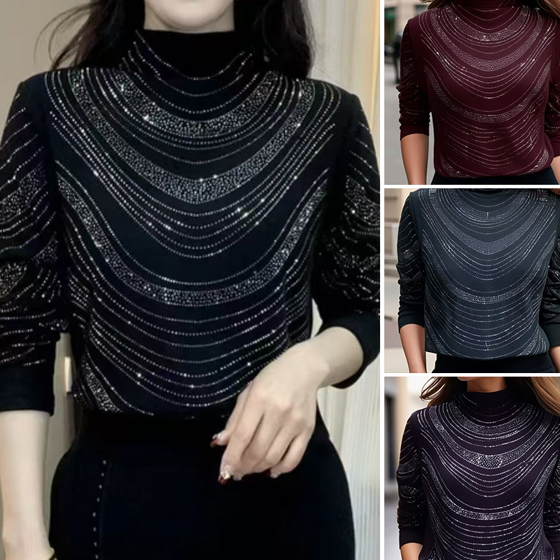🎁💎Elegancka bluzka damska z długim rękawem i cekinami