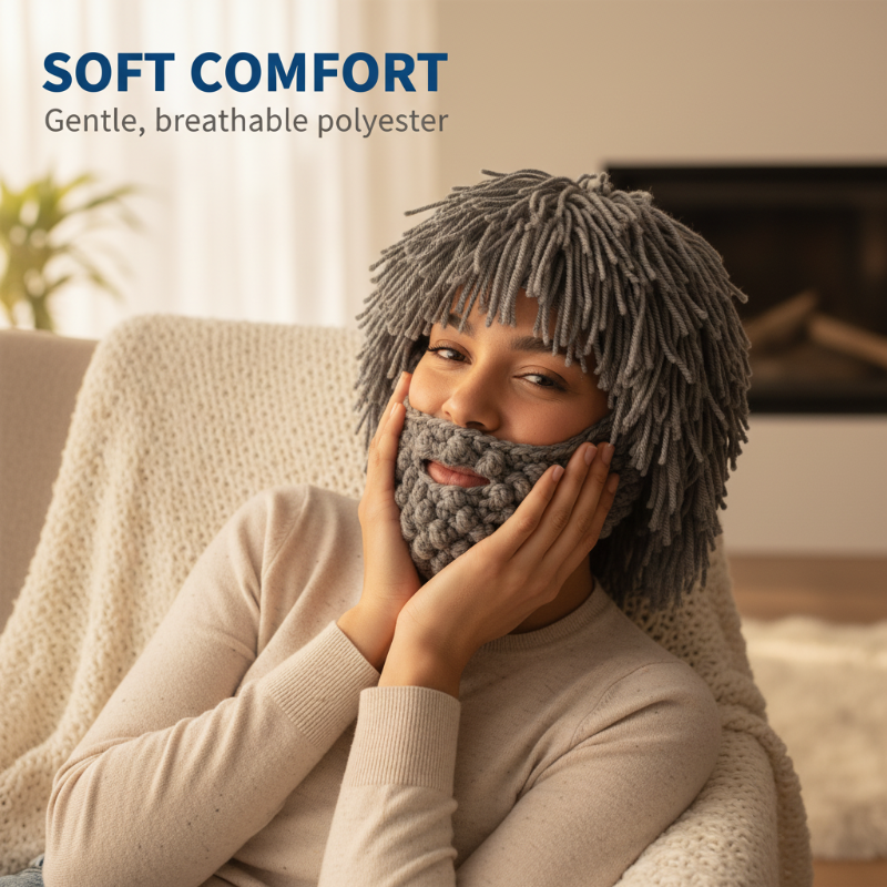 ⏰Czapka w stylu punk z prostą peruką i dzierganą brodą