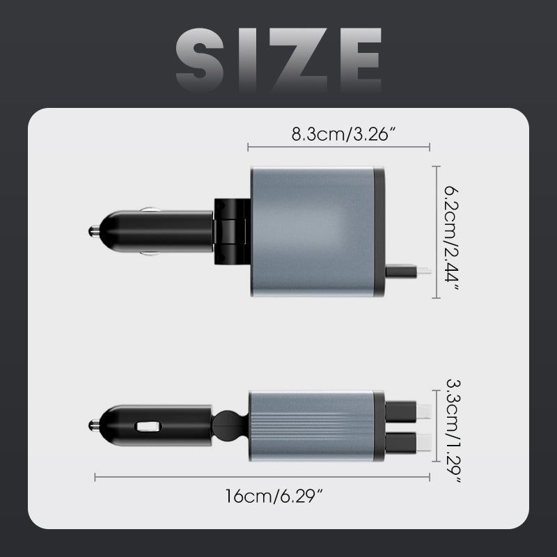 Ultraszybka ładowarka samochodowa z chowanymi kablami i oświetleniem Starlight