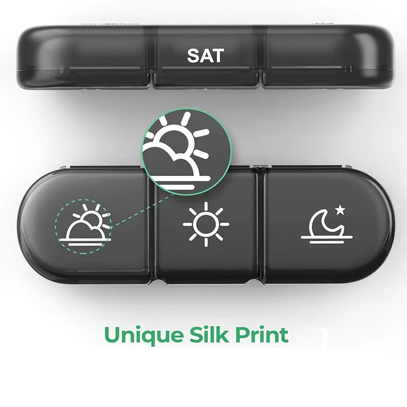 🧳 Etui na tabletki podróżne na 7 dni – lekkie, z wyjmowanymi przegródkami