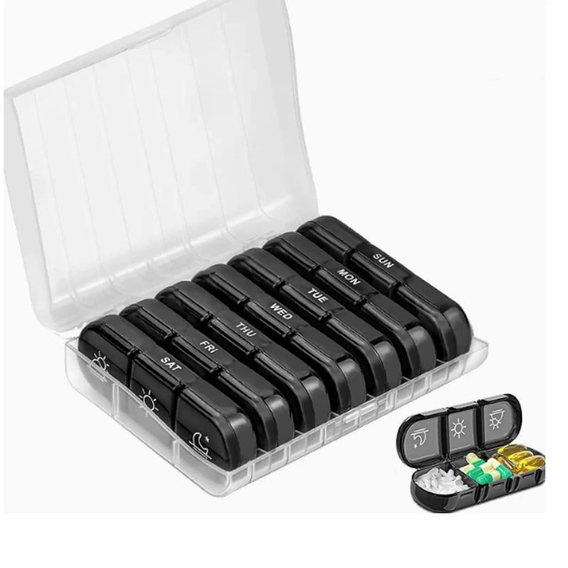 🧳 Etui na tabletki podróżne na 7 dni – lekkie, z wyjmowanymi przegródkami