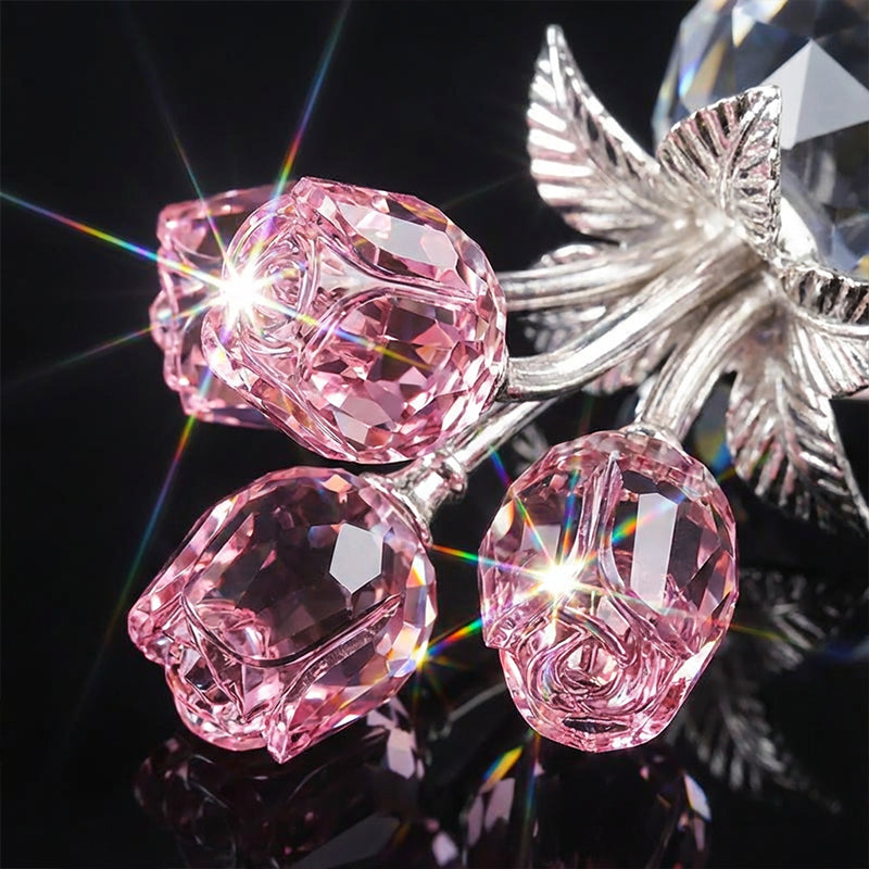 💖Wieczna kryształowa figurka kwiatu róży w wazonie