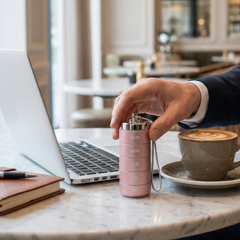Przenośny, wodoodporny aluminiowy pojemnik na tabletki na 7 dni