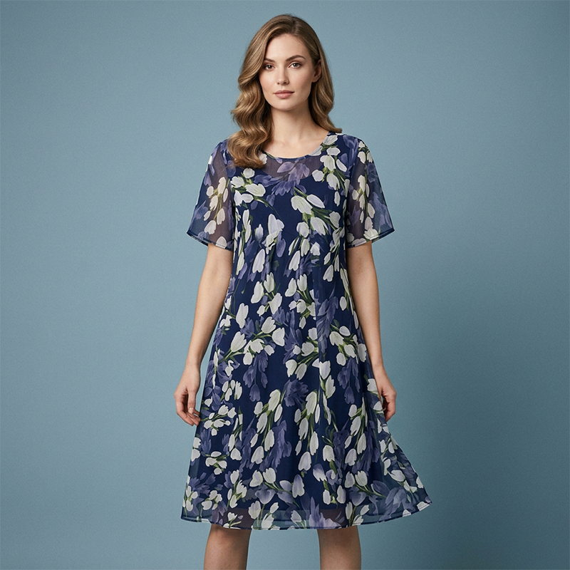 Damska sukienka imprezowa o kroju litery A w kwiatowy wzór👗