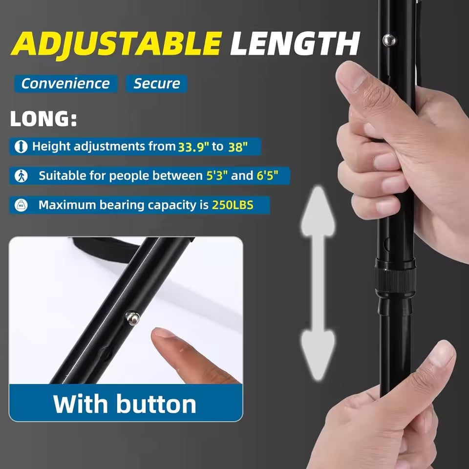 🦯✨Składana laska wielofunkcyjna – Bezpiecznie o każdej porze, dniem i nocą