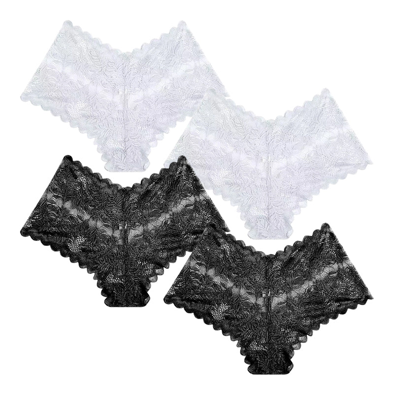 【✨ 1 + 3 gratis - 4 sztuki】Kobiece seksowne koronkowe stringi - Przezroczyste stringi w kwiatowy wzór 💋